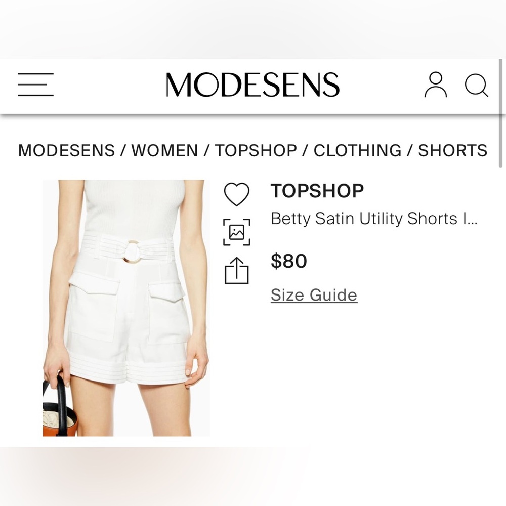 Topshop shorts in ivory